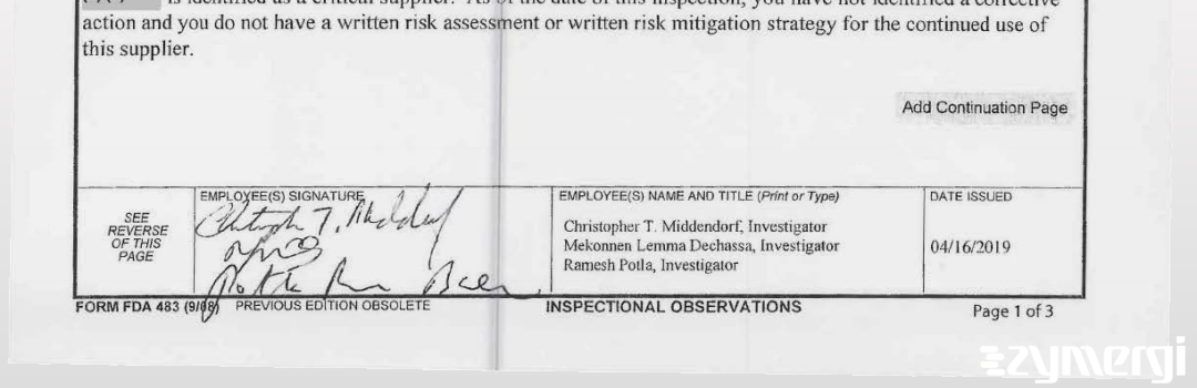 Christopher T. Middendorf FDA Investigator