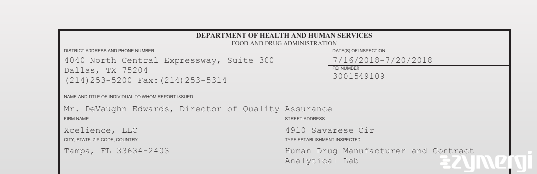 FDANews 483 Xcelience LLC Jul 20 2018 top