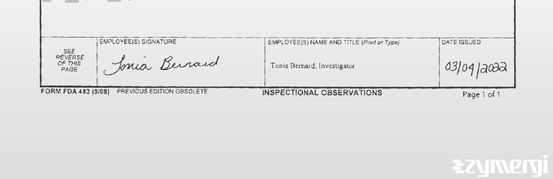 Tonia F. Bernard FDA Investigator