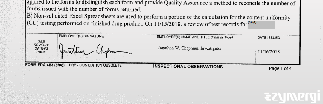 Jonathan W. Chapman FDA Investigator 