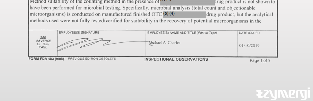 Michael A. Charles FDA Investigator 