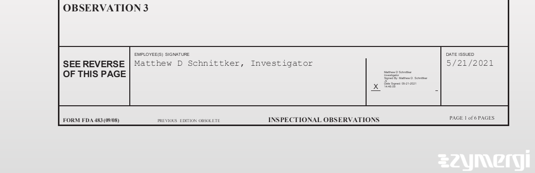 Matthew D. Schnittker FDA Investigator 