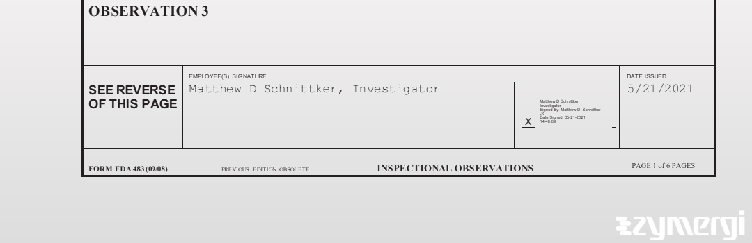 Matthew D. Schnittker FDA Investigator