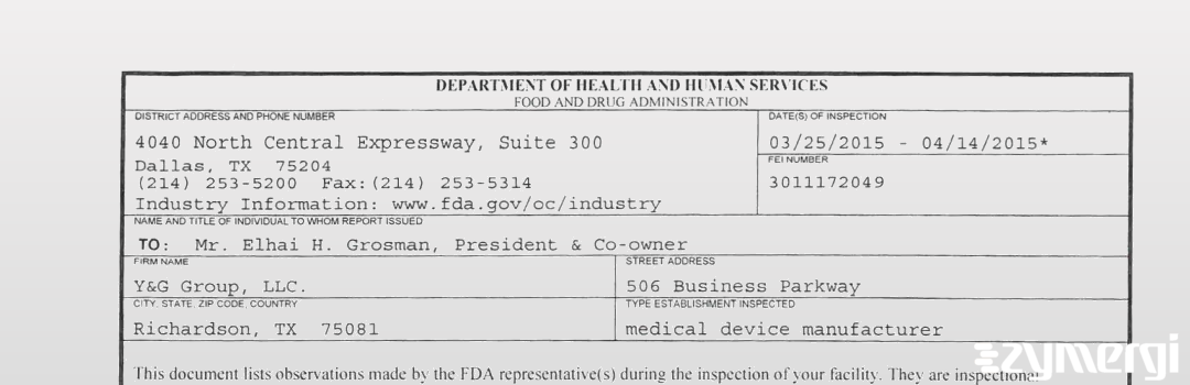 FDANews 483 Y&G Group, LLC. Apr 14 2015 top