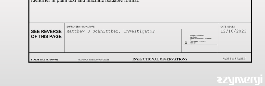 Matthew D. Schnittker FDA Investigator