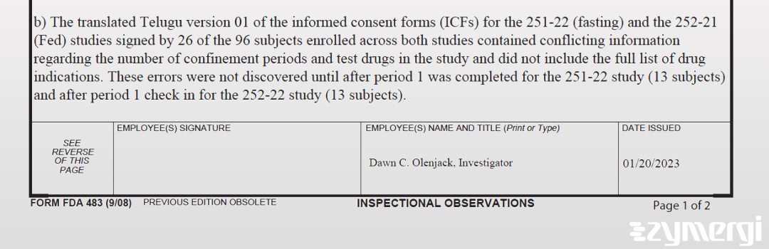 Dawn C. Olenjack FDA Investigator