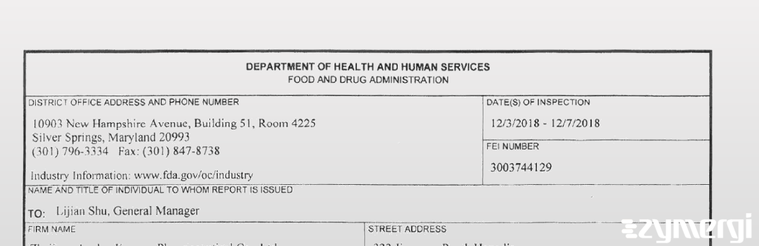 FDANews 483 Zhejiang Apeloa Kangyu Pharmaceutical Co., Ltd. Dec 7 2018 top