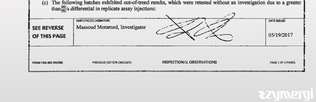 Massoud Motamed FDA Investigator