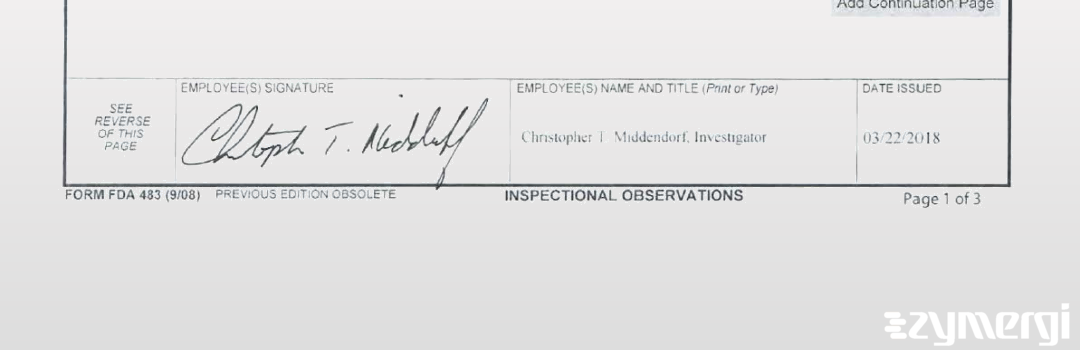 Christopher T. Middendorf FDA Investigator 