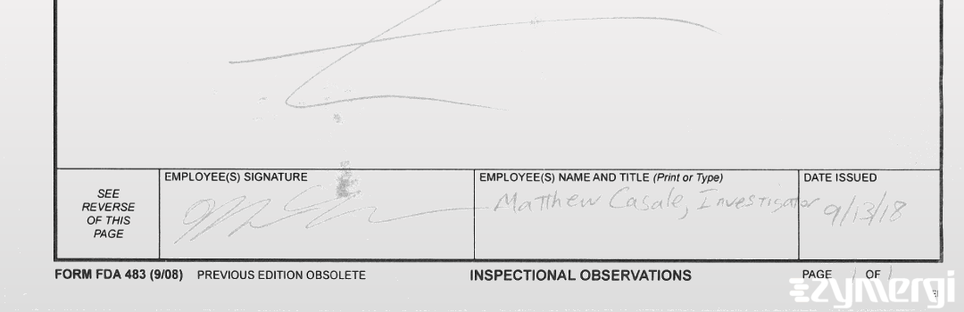 Matthew B. Casale FDA Investigator