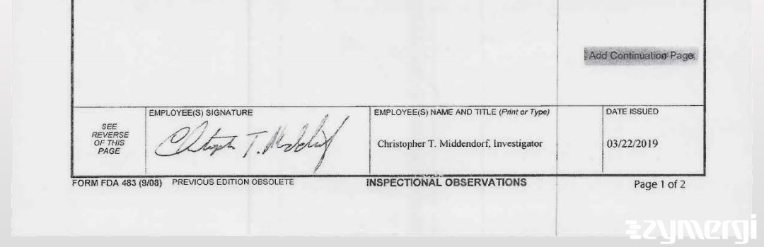 Christopher T. Middendorf FDA Investigator
