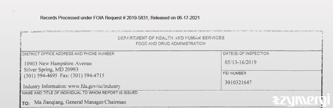 FDANews 483 Zhejiang Runqiang Medical Instruments Co., Ltd. May 16 2019 top