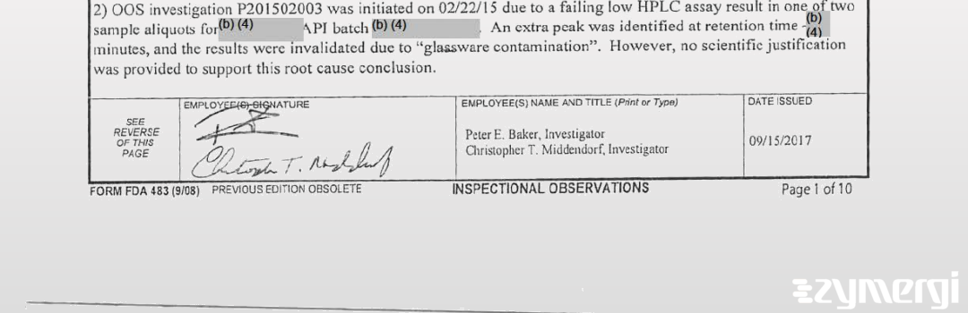 Christopher T. Middendorf FDA Investigator Peter E. Baker FDA Investigator 