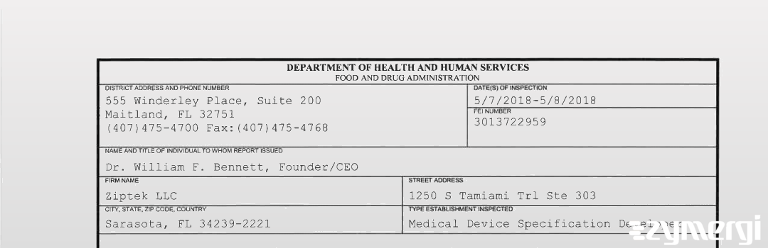 FDANews 483 Ziptek LLC May 8 2018 top