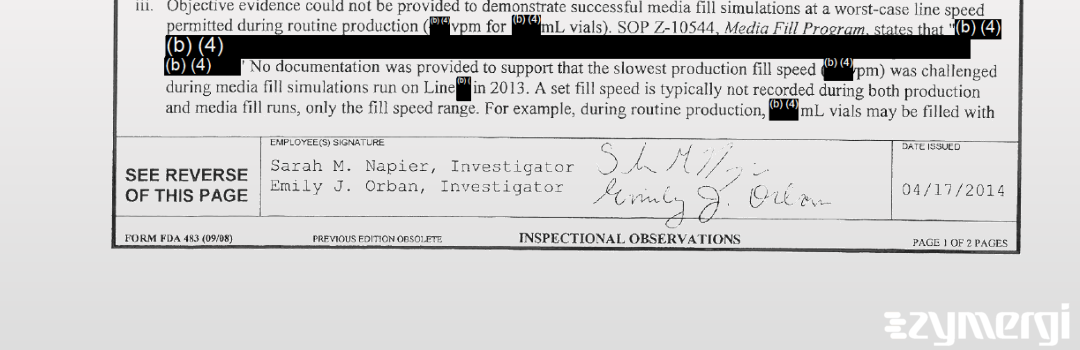 Emily J. Orban FDA Investigator Sarah M. Meng FDA Investigator