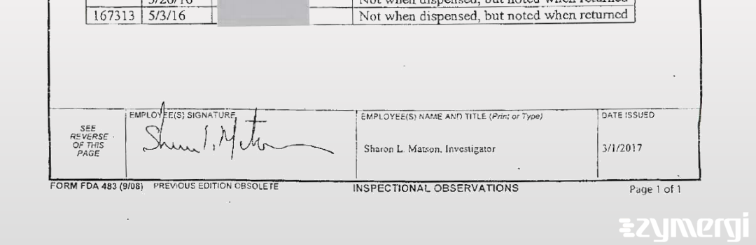 Sharon L. Matson FDA Investigator