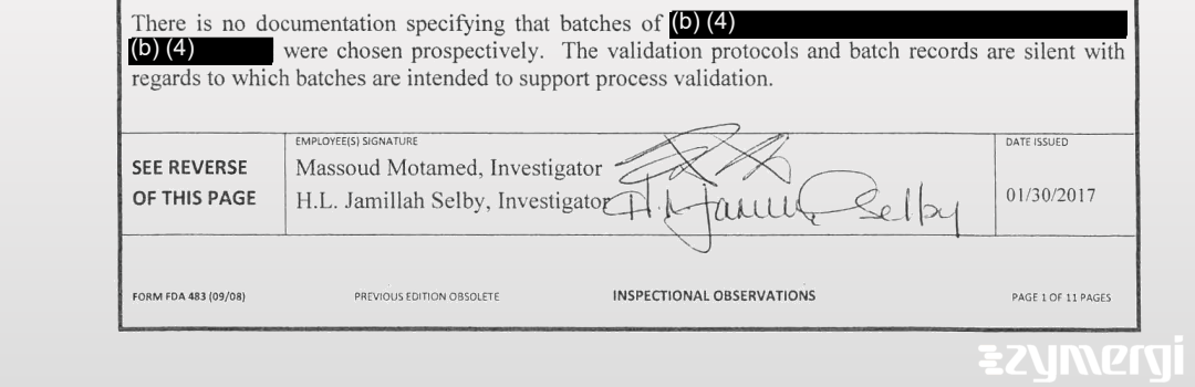 Hala L. Selby FDA Investigator Massoud Motamed FDA Investigator 