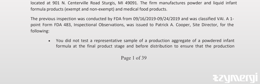 Elizabeth P. Mayer FDA Investigator Daniel B. Arrecis FDA Investigator
