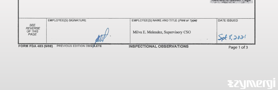 Milva E. Melendez Perales FDA Investigator Melendez Perales, Milva E FDA Investigator