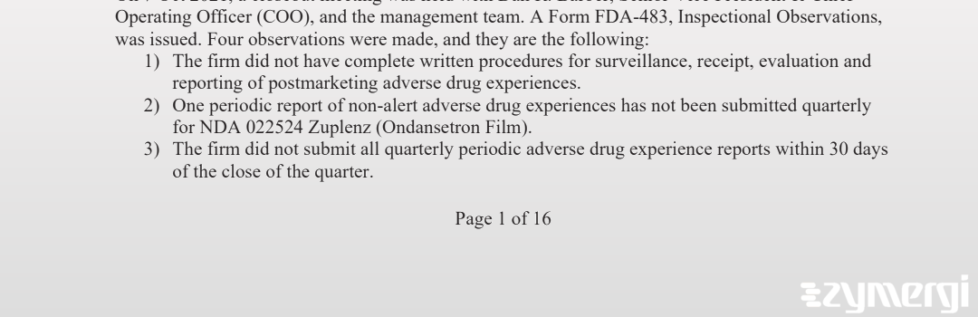 Shirley S. Wen FDA Investigator Tyanna N. Hadley FDA Investigator 