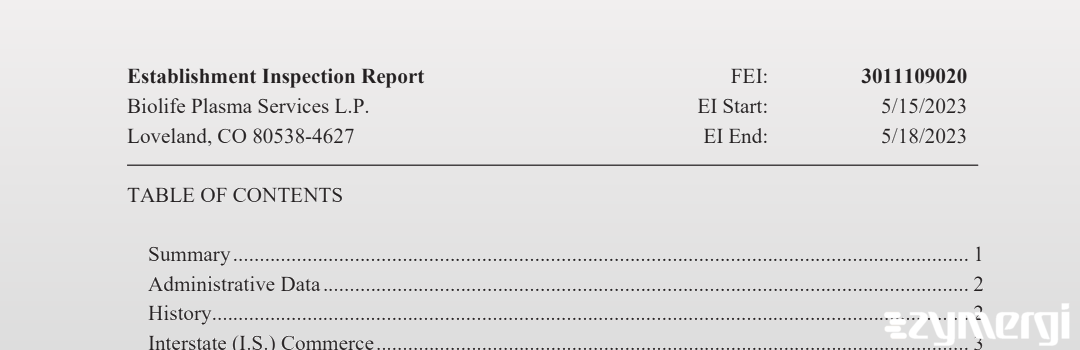 FDANews EIR BioLife Plasma Services LP May 18 2023 top