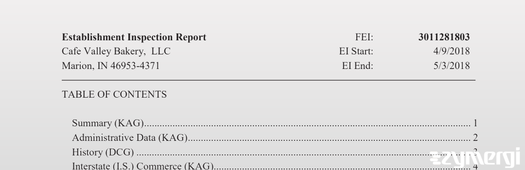 FDANews EIR Cafe Valley Bakery, LLC May 3 2018 top