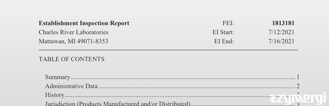 FDANews EIR CHARLES RIVER LABORATORIES Jul 16 2021 top