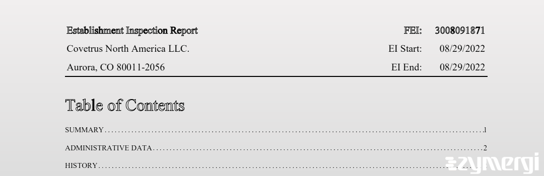 FDANews EIR Covetrus North America, LLC Aug 29 2022 top