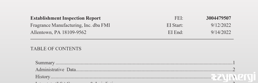 FDANews EIR Fragrance Manufacturing, Inc. dbs FMI Sep 14 2022 top