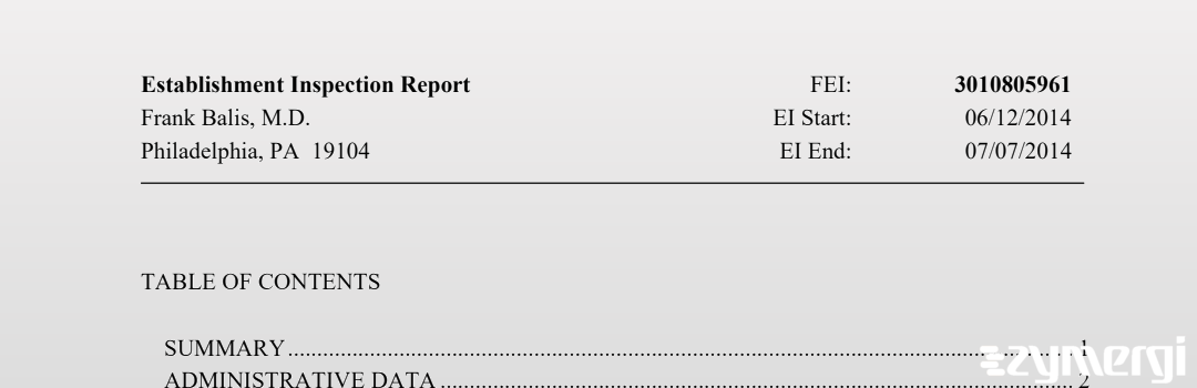 FDANews EIR Frank Balis, M.D. Jul 7 2014 top