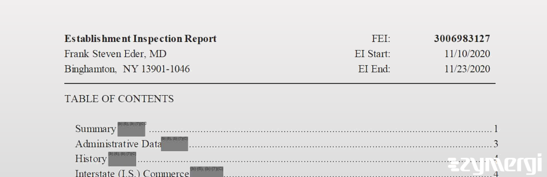 FDANews EIR Frank Steven Eder, MD Nov 23 2020 top