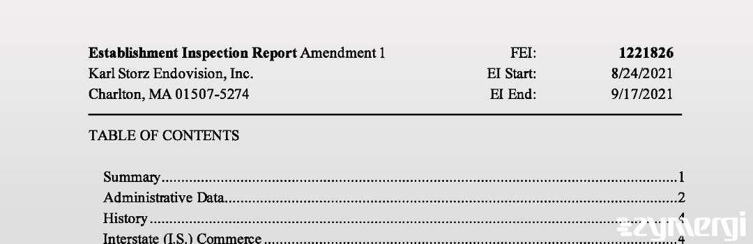 FDANews EIR Karl Storz Endovision, Inc. Sep 17 2021 top