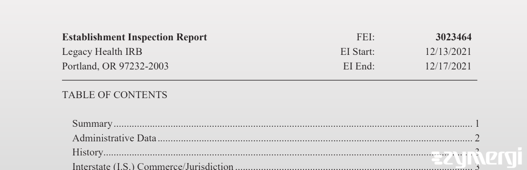 FDANews EIR Legacy Health IRB Dec 17 2021 top