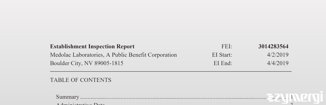 FDANews EIR Medolac Laboratories, A Public Benefit Corporation Apr 4 2019 top