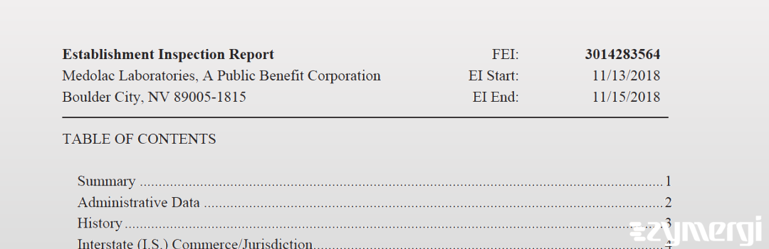 FDANews EIR Medolac Laboratories, A Public Benefit Corporation Nov 15 2018 top