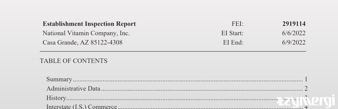 FDANews EIR National Vitamin Company Inc Jun 9 2022 top