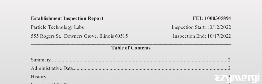 FDANews EIR Particle Technology Group, LLC Oct 17 2022 top