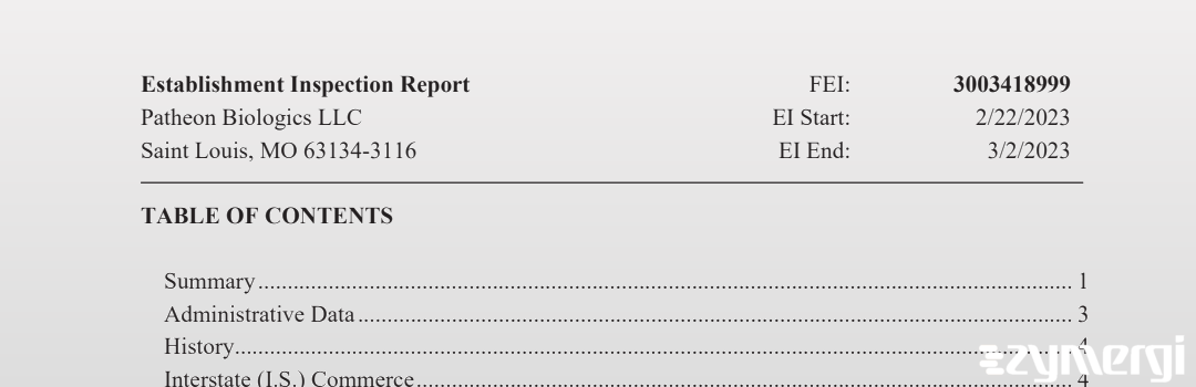 FDANews EIR Patheon Biologics LLC Mar 2 2023 top