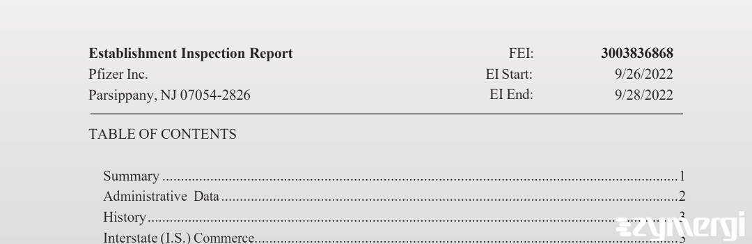 FDANews EIR Pfizer Inc Sep 28 2022 top