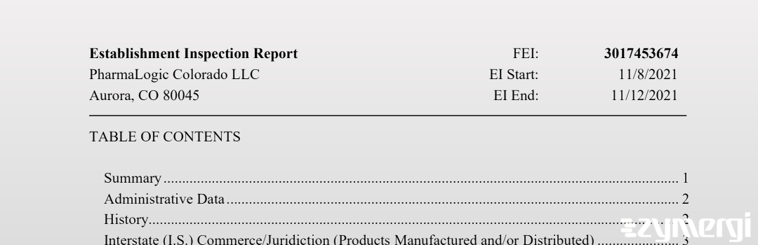 FDANews EIR PharmaLogic Colorado LLC Nov 12 2021 top