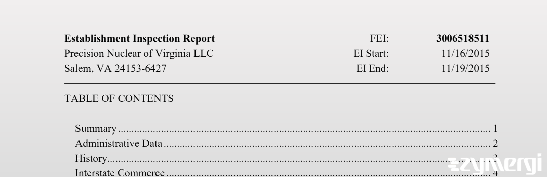 FDANews EIR Precision Nuclear of Virginia, LLC Nov 19 2015 top