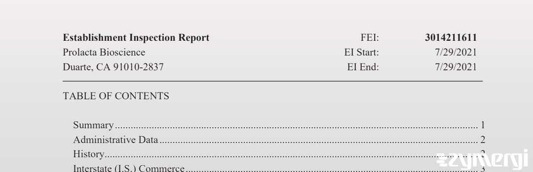 FDANews EIR Prolacta Bioscience Jul 29 2021 top