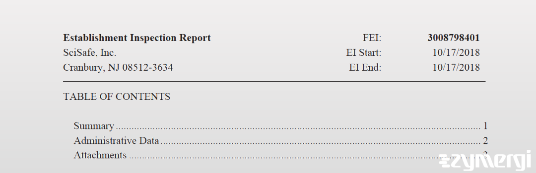 FDANews EIR SciSafe, Inc. Oct 17 2018 top