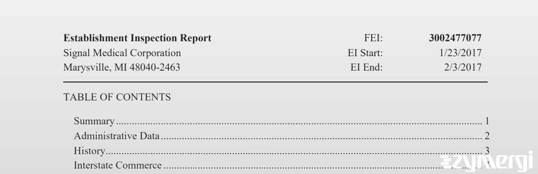 FDANews EIR Signal Medical Corporation Feb 3 2017 top