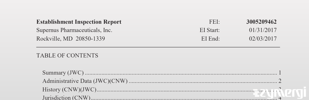 FDANews EIR Supernus Pharmaceuticals, Inc. Feb 3 2017 top