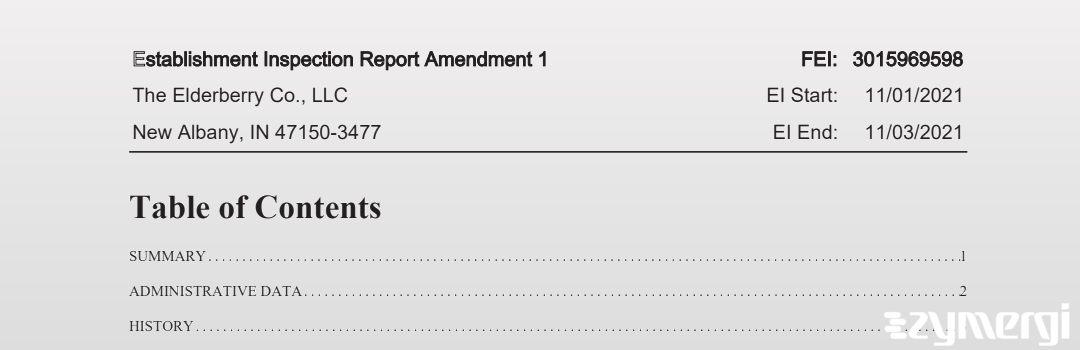 FDANews EIR The Elderberry Co., LLC Nov 3 2021 top