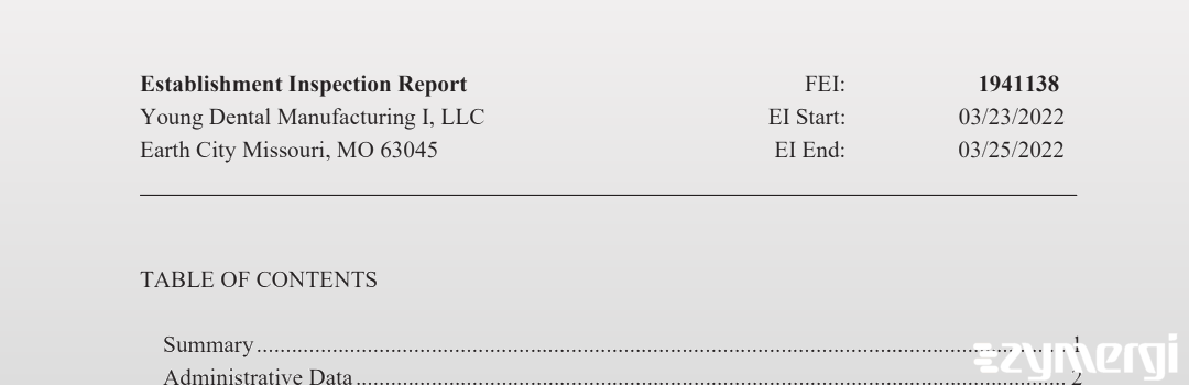 FDANews EIR Young Dental Manufacturing I, LLC Mar 25 2022 top